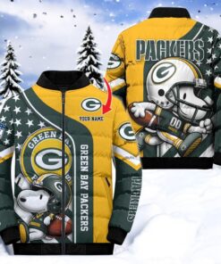 NFL Green Bay Packers Puffer Jacket Snoopy Customized Jacket, Green Bay Packers Gifts