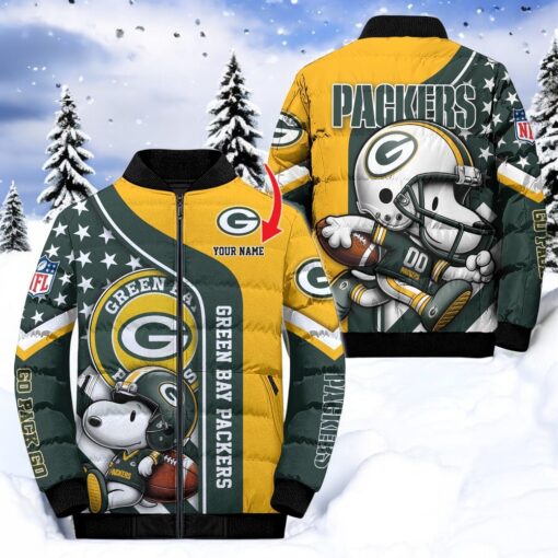 NFL Green Bay Packers Puffer Jacket Snoopy Customized Jacket, Green Bay Packers Gifts
