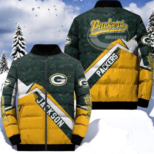 NFL Green Bay Packers Puffer Jacket, Green Bay Packers Gifts for Fans
