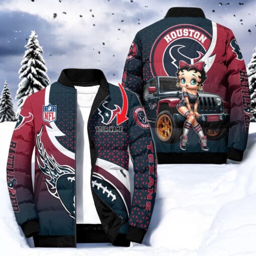 NFL Houston Texans Puffer Jacket Betty Boop, Texans Gear