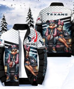 NFL Houston Texans Puffer Jacket Mickey Minnie Jacket, Texans Clothing