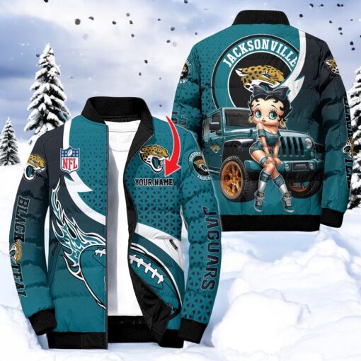 NFL Jacksonville Jaguars Puffer Jacket Betty Boop, Jacksonville Jaguars Merch