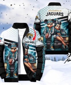 NFL Jacksonville Jaguars Puffer Jacket Mickey Minnie Jacket, Jaguars Gifts
