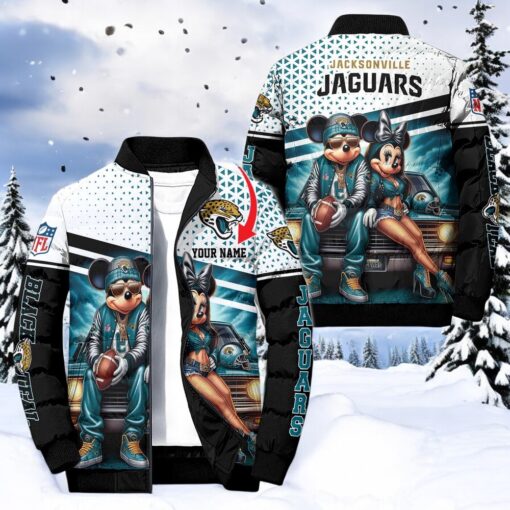 NFL Jacksonville Jaguars Puffer Jacket Mickey Minnie Jacket, Jaguars Gifts