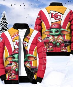NFL Kansas City Chiefs Puffer Jacket Baby Yoda, Chiefs Team Gifts