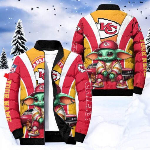 NFL Kansas City Chiefs Puffer Jacket Baby Yoda, Chiefs Team Gifts