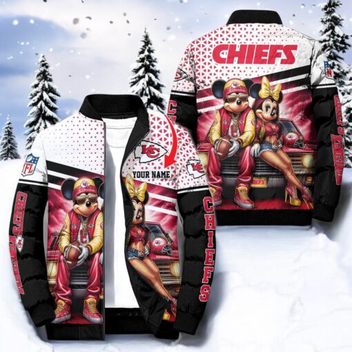 NFL Kansas City Chiefs Puffer Jacket Mickey Minnie Jacket, Chiefs Gear