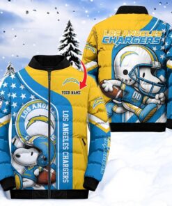 NFL Los Angeles Chargers Puffer Jacket Snoopy Customized Jacket, Los Angeles Chargers Team Gifts NFL Los Angeles Chargers Puffer Jacket Snoopy Customized Jacket, Los Angeles Chargers Team Gifts