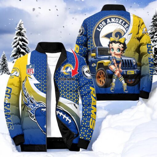 NFL Los Angeles Rams Puffer Jacket Betty Boop, Rams Clothing
