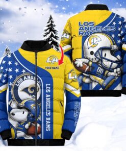 NFL Los Angeles Rams Puffer Jacket Snoopy Customized Jacket, Rams Unique Gifts