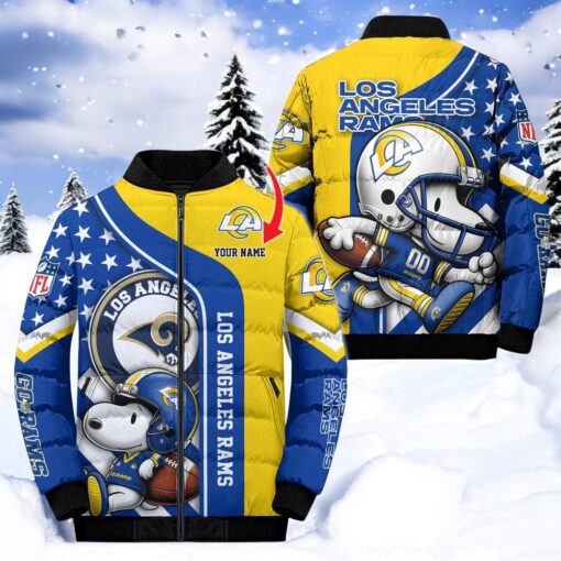 NFL Los Angeles Rams Puffer Jacket Snoopy Customized Jacket, Rams Unique Gifts