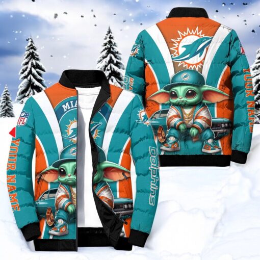 NFL Miami Dolphins Puffer Jacket Baby Yoda, Dolphins Apparel