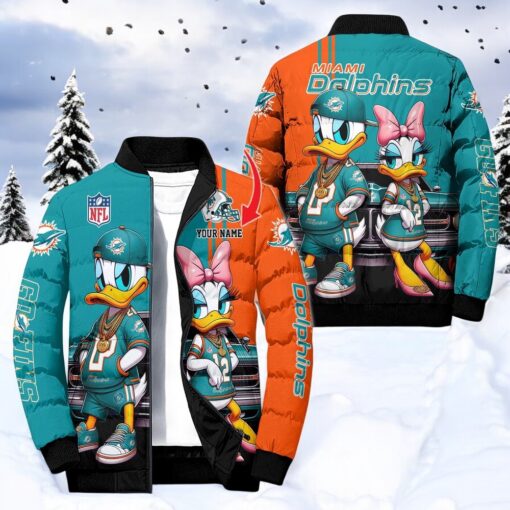 NFL Miami Dolphins Puffer Jacket Donald Duck, Miami Dolphins Fan Shirt