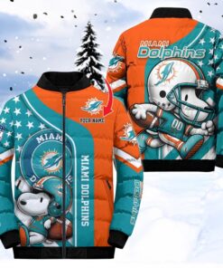 NFL Miami Dolphins Puffer Jacket Snoopy Customized Jacket, Dolphins Fan Shirt