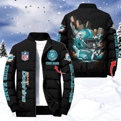 NFL Miami Dolphins Puffer Jacket, Dolphins Team Gifts