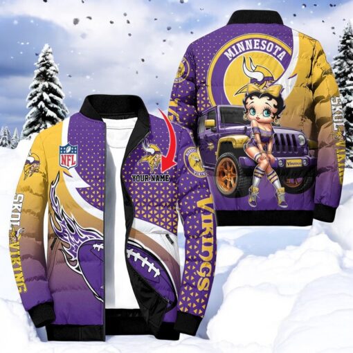 NFL Minnesota Vikings Puffer Jacket Betty Boop, Vikings Gear