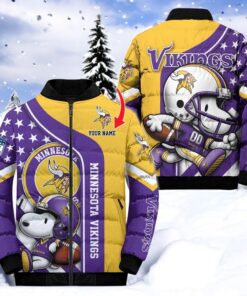 NFL Minnesota Vikings Puffer Jacket Snoopy Customized Jacket, Vikings Fan Shirt