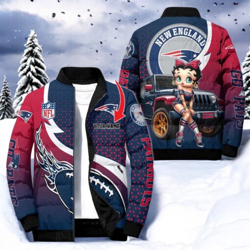 NFL New England Patriots Puffer Jacket Betty Boop, New England Patriots Gear