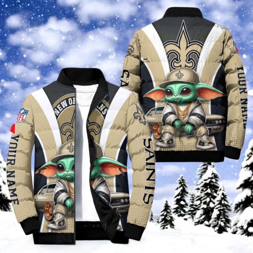 NFL New Orleans Saints Puffer Jacket Baby Yoda, New Orleans Saints Merchandise