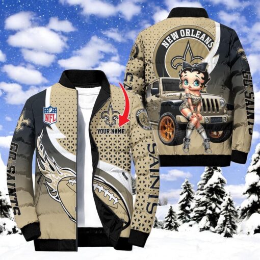 NFL New Orleans Saints Puffer Jacket Betty Boop, New Orleans Saints Apparel