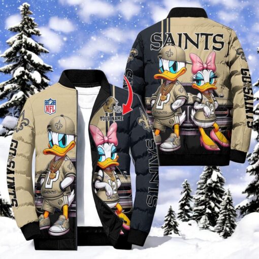 NFL New Orleans Saints Puffer Jacket Donald Duck, Saints Gifts