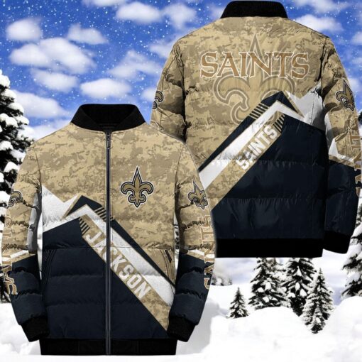 NFL New Orleans Saints Puffer Jacket, New Orleans Saints Gifts for Fans