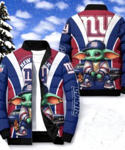 NFL New York Giants Puffer Jacket Baby Yoda, New York Giants Apparel NFL New York Giants Puffer Jacket Baby Yoda, New York Giants Apparel