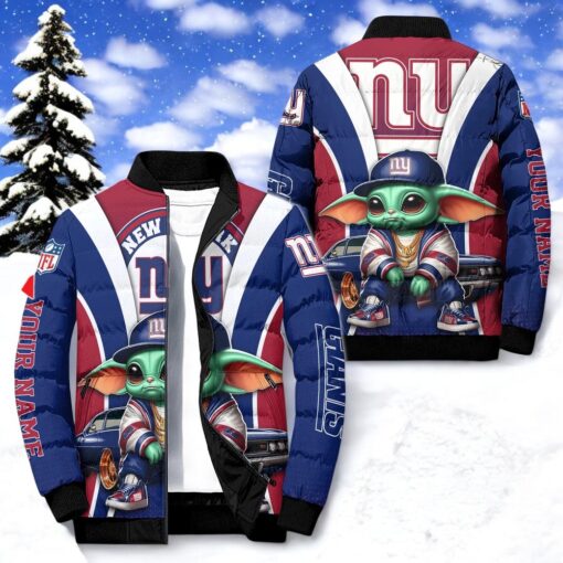 NFL New York Giants Puffer Jacket Baby Yoda, New York Giants Apparel