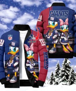NFL New York Giants Puffer Jacket Donald Duck, New York Giants Team Gifts NFL New York Giants Puffer Jacket Donald Duck, New York Giants Team Gifts