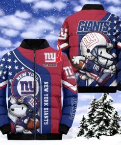 NFL New York Giants Puffer Jacket Snoopy Customized Jacket, New York Giants Fan Shirt for Sale NFL New York Giants Puffer Jacket Snoopy Customized Jacket, New York Giants Fan Shirt for Sale