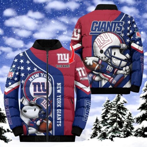 NFL New York Giants Puffer Jacket Snoopy Customized Jacket, New York Giants Fan Shirt for Sale