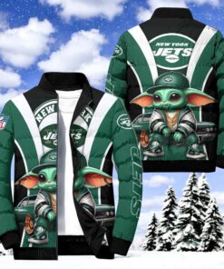 NFL New York Jets Puffer Jacket Baby Yoda, New York Jets Clothing NFL New York Jets Puffer Jacket Baby Yoda, New York Jets Clothing