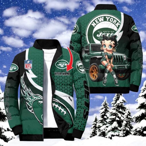 NFL New York Jets Puffer Jacket Betty Boop, Jets Fan Shirt for Sale