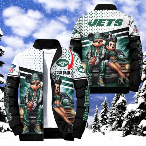 NFL New York Jets Puffer Jacket Mickey Minnie Jacket, New York Jets Fan Shirt