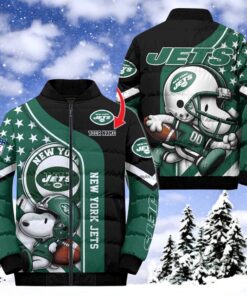 NFL New York Jets Puffer Jacket Snoopy Customized Jacket, Jets Team Gifts