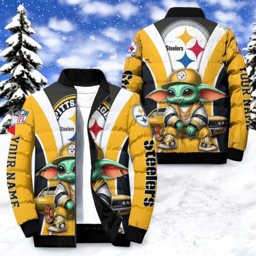 NFL Pittsburgh Steelers Puffer Jacket Baby Yoda, Pittsburgh Steelers Unique Gifts