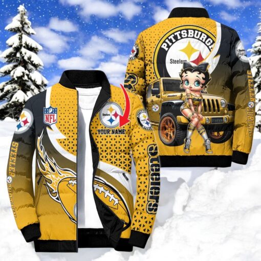 NFL Pittsburgh Steelers Puffer Jacket Betty Boop, Pittsburgh Steelers Merch