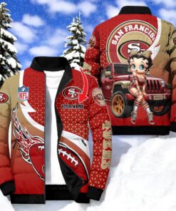 NFL San Francisco 49ers Puffer Jacket Betty Boop, San Francisco 49ers Gifts for Fans