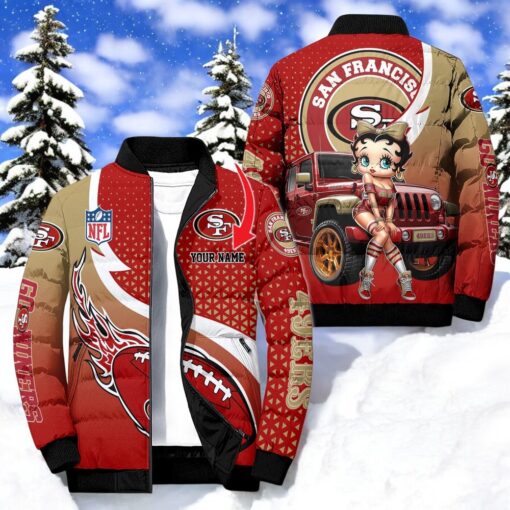 NFL San Francisco 49ers Puffer Jacket Betty Boop, San Francisco 49ers Gifts for Fans