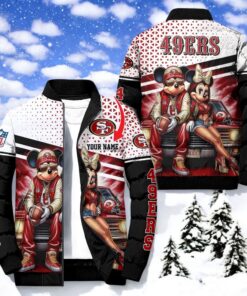 NFL San Francisco 49ers Puffer Jacket Mickey Minnie Jacket, San Francisco 49ers Merchandise