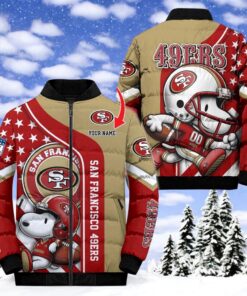 NFL San Francisco 49ers Puffer Jacket Snoopy Customized Jacket, San Francisco 49ers Apparel NFL San Francisco 49ers Puffer Jacket Snoopy Customized Jacket, San Francisco 49ers Apparel