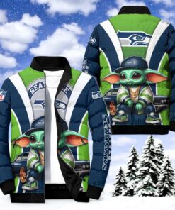 NFL Seattle Seahawks Puffer Jacket Baby Yoda, Seahawks Unique Gifts