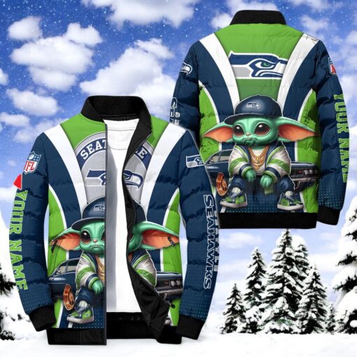 NFL Seattle Seahawks Puffer Jacket Baby Yoda, Seahawks Unique Gifts