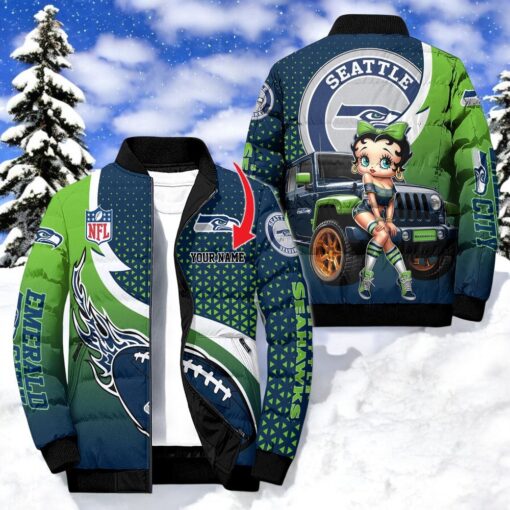 NFL Seattle Seahawks Puffer Jacket Betty Boop, Seahawks Unique Gifts