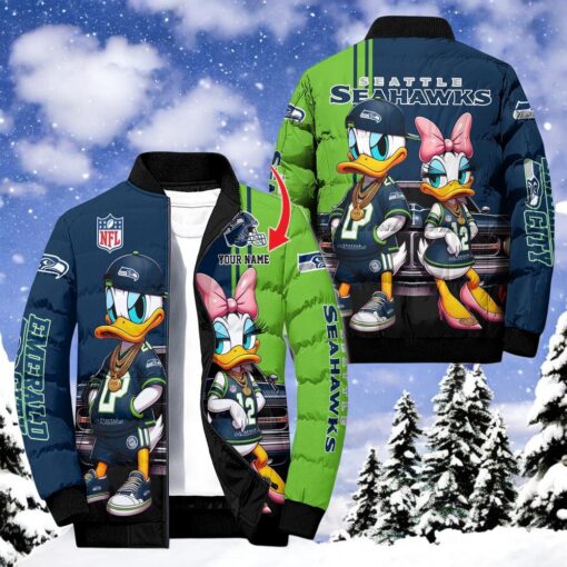 NFL Seattle Seahawks Puffer Jacket Donald Duck, Seahawks Team Gifts