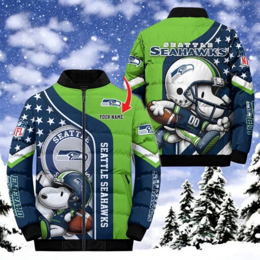 NFL Seattle Seahawks Puffer Jacket Snoopy Customized Jacket, Seattle Seahawks Unique Gifts
