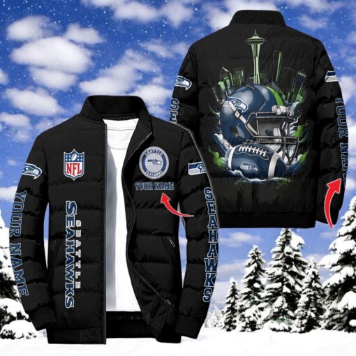 NFL Seattle Seahawks Puffer Jacket, Seattle Seahawks Clothing