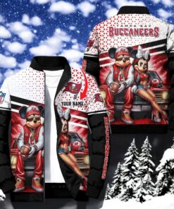 NFL Tampa Bay Buccaneers Puffer Jacket Mickey Minnie Jacket, Tampa Bay Buccaneers Gifts
