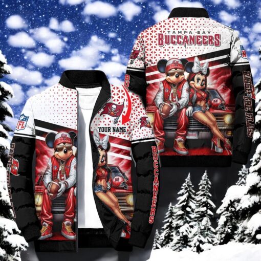 NFL Tampa Bay Buccaneers Puffer Jacket Mickey Minnie Jacket, Tampa Bay Buccaneers Gifts
