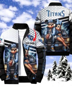 NFL Tennessee Titans Puffer Jacket Mickey Minnie Jacket, Tennessee Titans Merch